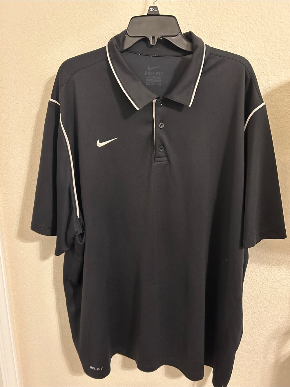 Nike Black Polo with White Piping